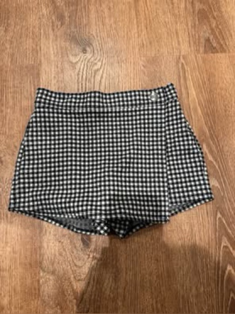 Girls sz 9/10 Abercrombie Black & White Gingham mid rise Houndstoot Skort